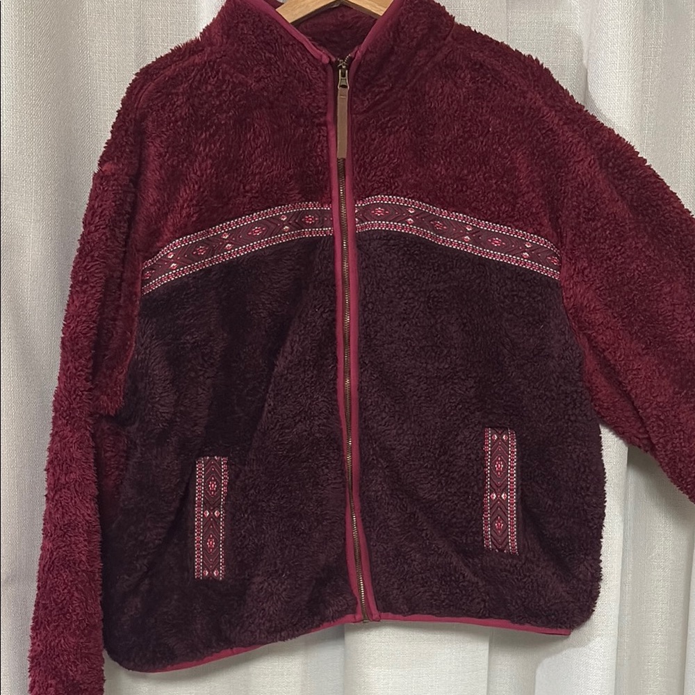 Women's Burgundy Teddy Jacket
